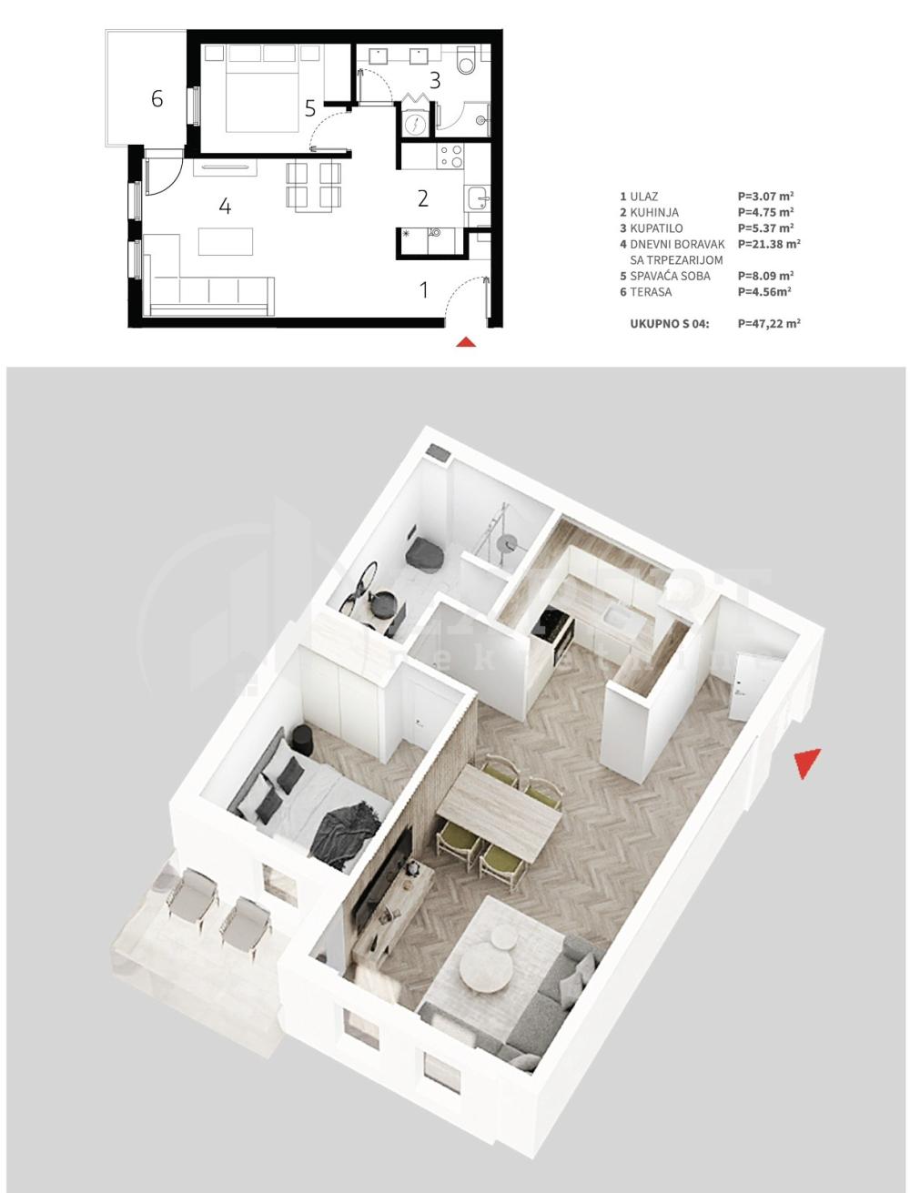 Slika 3 - Stan u zgradi, novogradnja, uknjižen, etažno grejanje, oglas ID p-013523