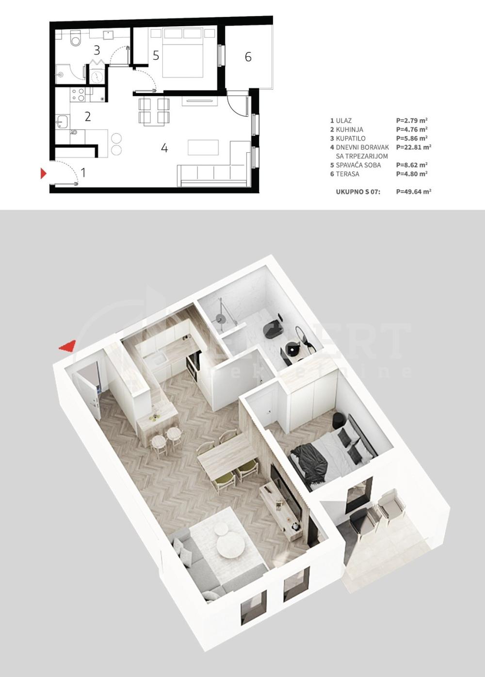 Slika 3 - Stan u zgradi, novogradnja, uknjižen, etažno grejanje, oglas ID p-013527
