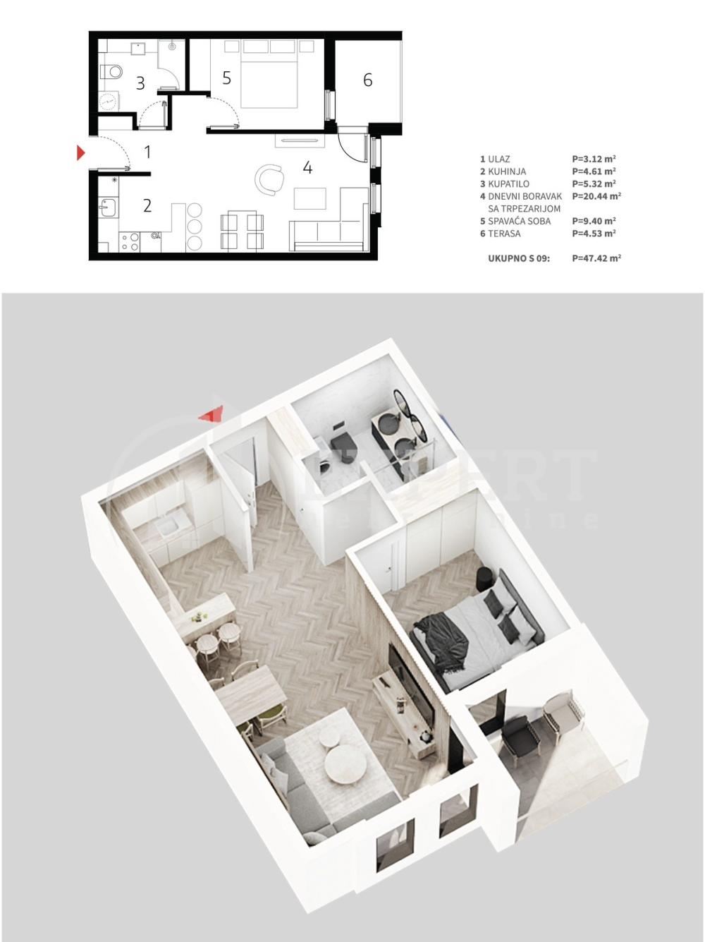 Slika 3 - Stan u zgradi, novogradnja, uknjižen, etažno grejanje, oglas ID p-013529