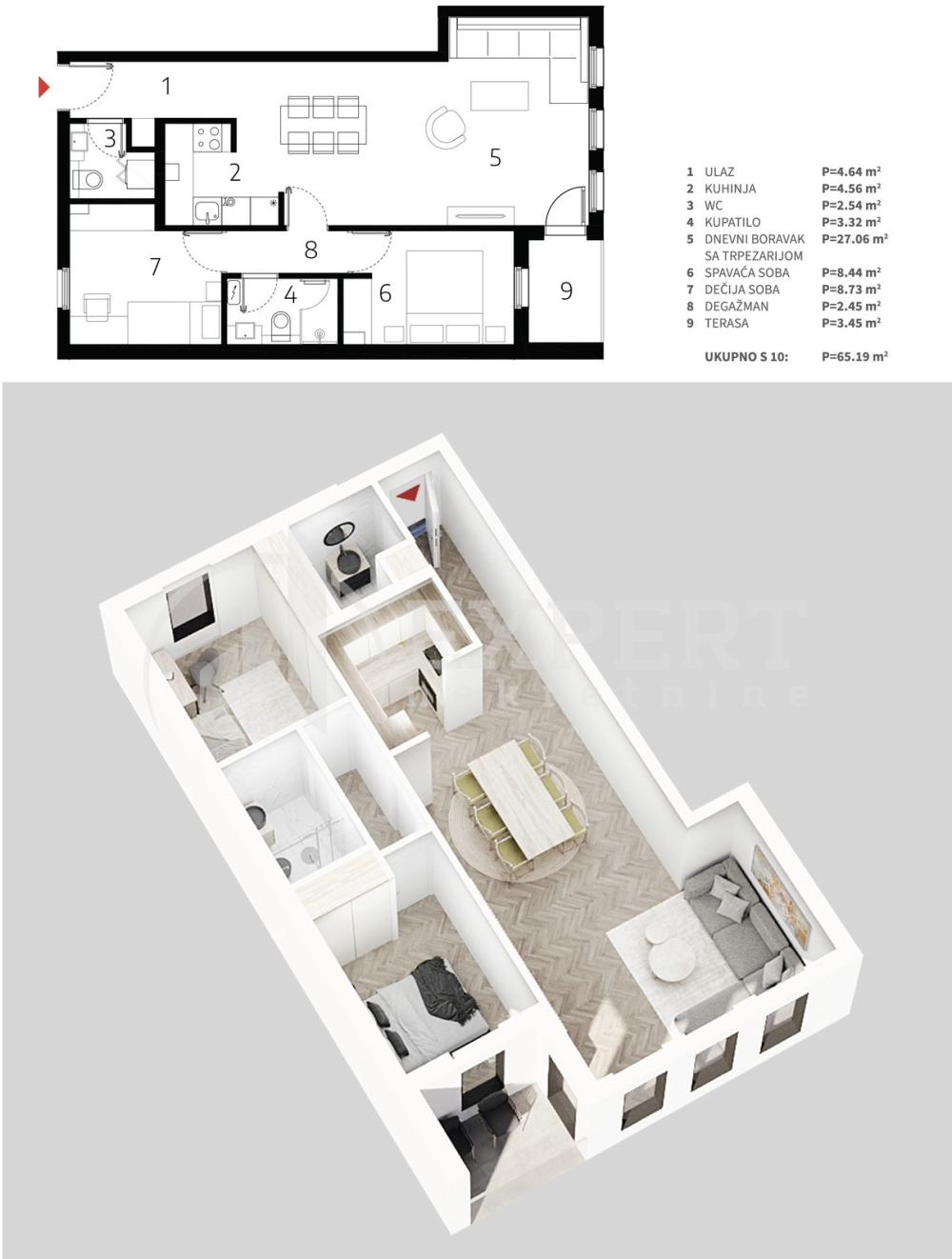Slika 3 - Stan u zgradi, novogradnja, uknjižen, etažno grejanje, oglas ID p-013534