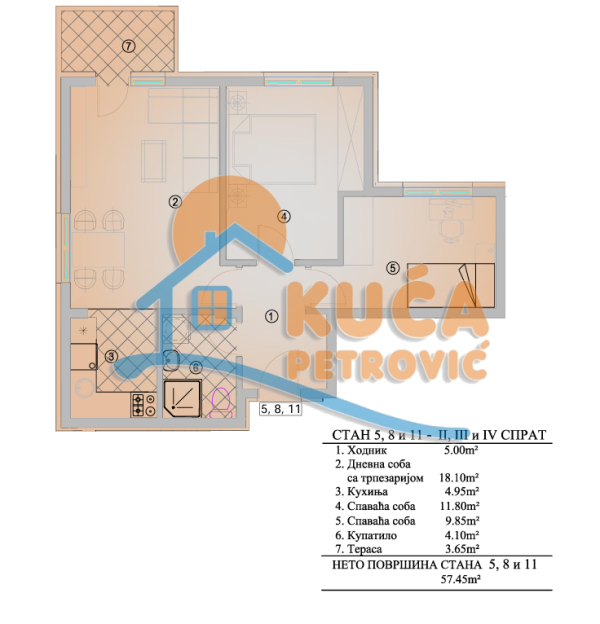 Slika 3 - Stan u zgradi, novogradnja, uknjižen, grejanje na struju, oglas ID p-014301