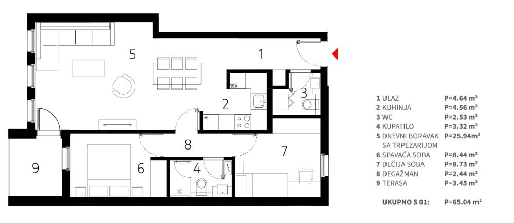 Slika 2 - Dvoiposoban stan sa PDV-om u modernom stambenom objektu na Paliluli ID#6777