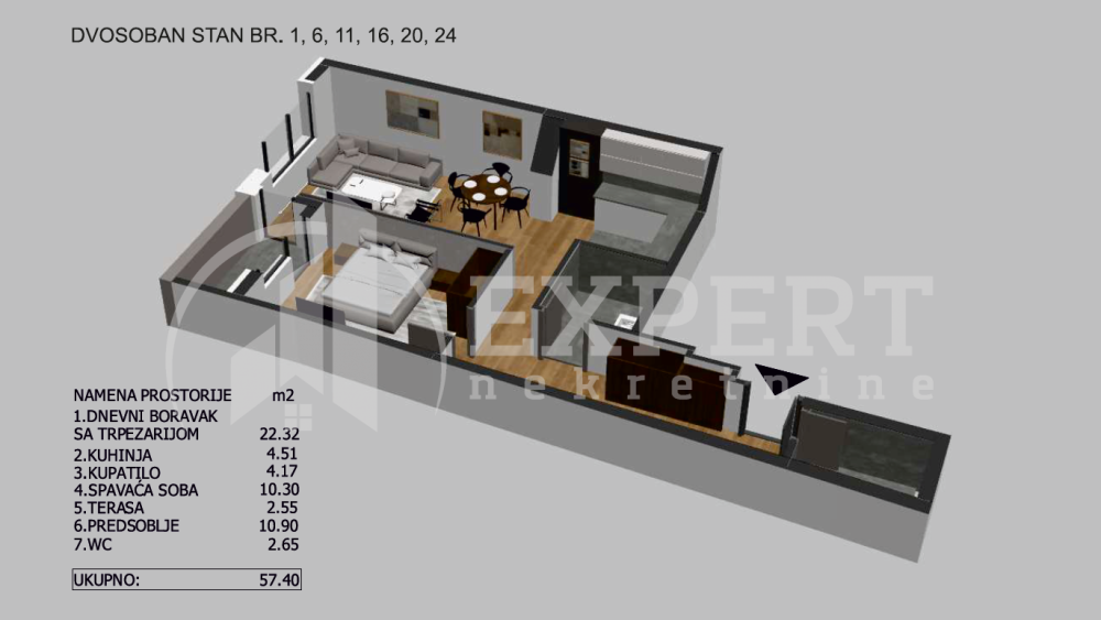 Slika 3 - Stan u zgradi, novogradnja, etažno grejanje, oglas ID p-05725