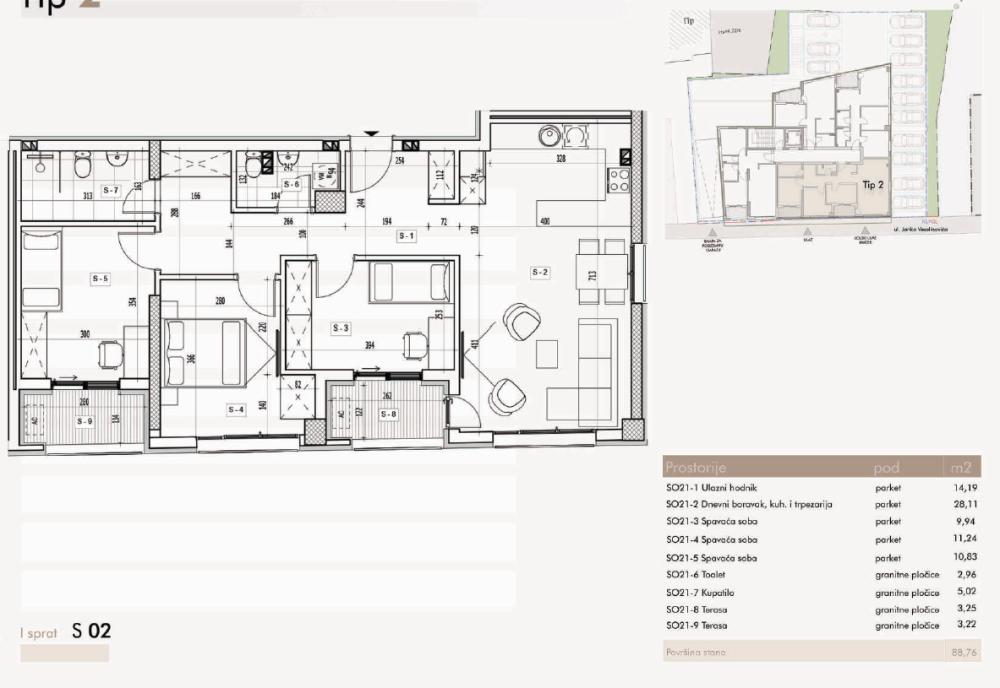 Slika 5 - Troiposoban stan u modernoj novogradnji sa povraćajem PDV-a na atraktivnoj lokaciji kod Čaira ID#6937