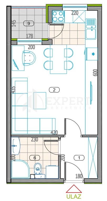 Slika 1 - Garsonjera, grejanje na struju, oglas ID p-014794