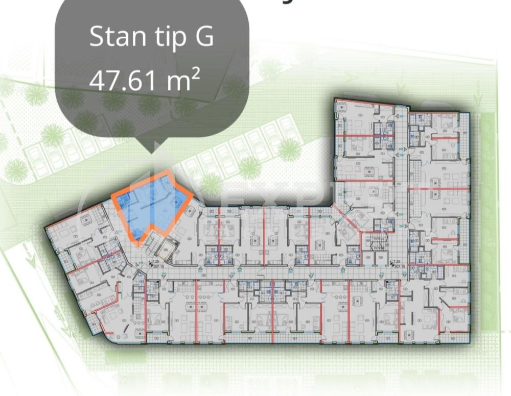 Slika 2 - Stan u zgradi, novogradnja, centralno grejanje, oglas ID p-010668