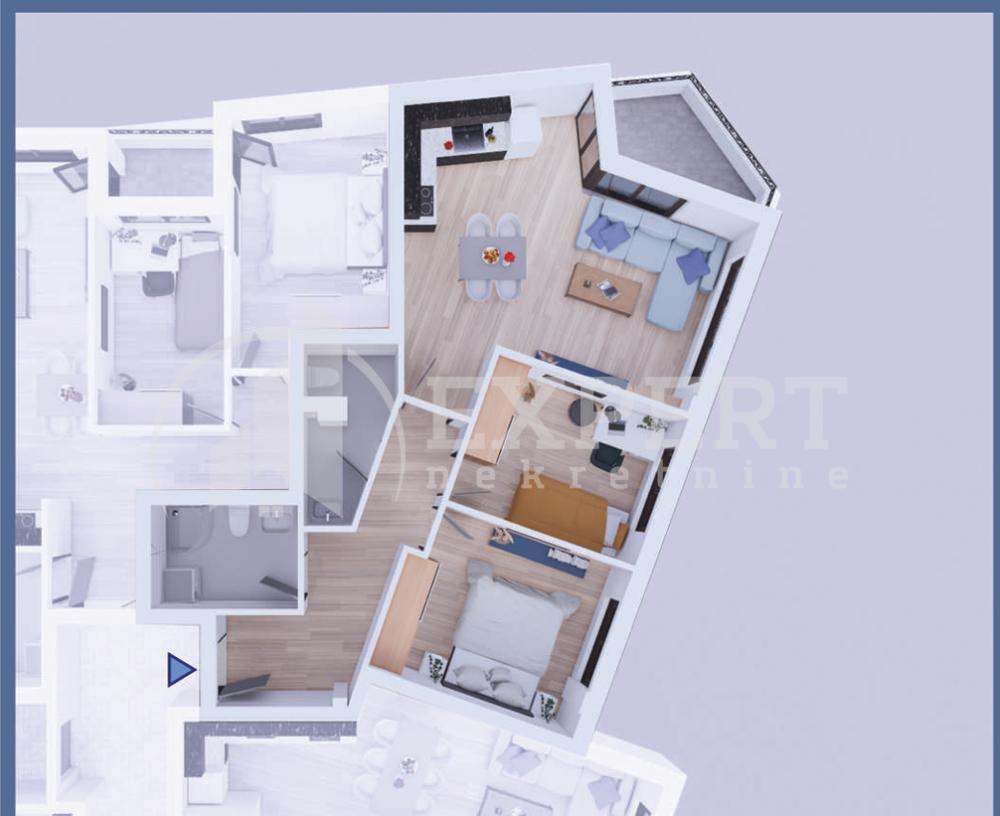 Glavna slika -Stan u zgradi, novogradnja, uknjižen, etažno grejanje, oglas ID p-014617