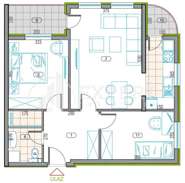 Slika 1 - Stan u zgradi, novogradnja, uknjižen, grejanje na struju, oglas ID p-014790