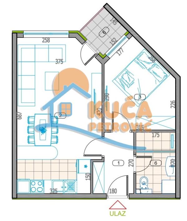 Slika 1 - Stan u zgradi, novogradnja, uknjižen, grejanje na struju, oglas ID p-014792