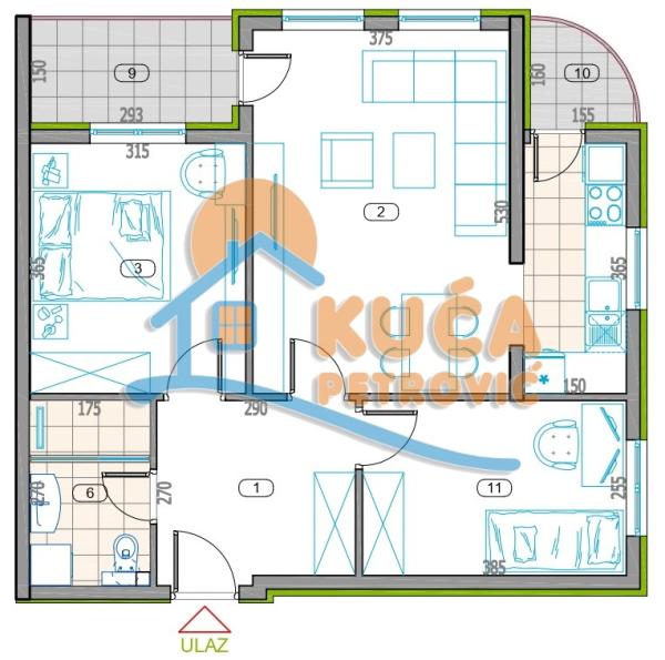 Slika 1 - Stan u zgradi, novogradnja, uknjižen, grejanje na struju, oglas ID p-014790