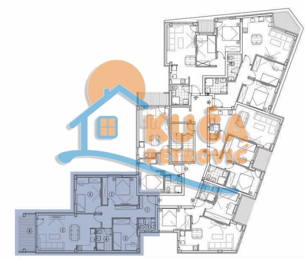 Slika 1 - Stan u zgradi, novogradnja, uknjižen, etažno grejanje, oglas ID p-014619