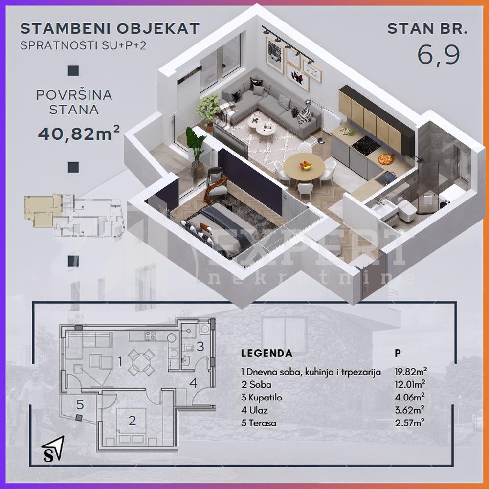 Slika 2 - Stan u zgradi, novogradnja, etažno grejanje, oglas ID p-014930