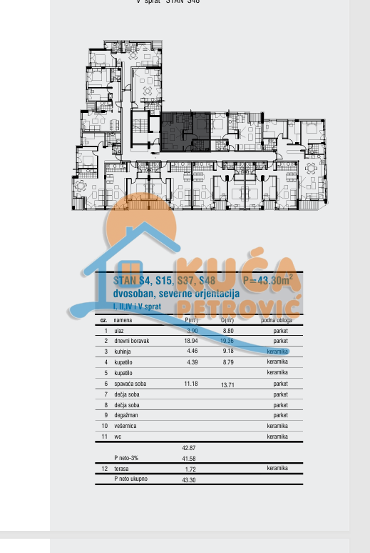 Slika 2 - Stan u zgradi, novogradnja, uknjižen, etažno grejanje, oglas ID p-014859