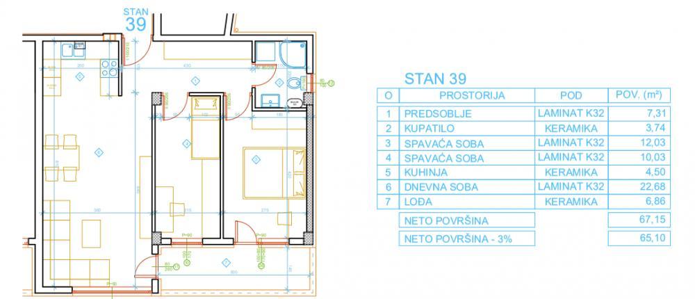 Glavna slika -Stan u zgradi, novogradnja, uknjižen, etažno grejanje, oglas ID 370147