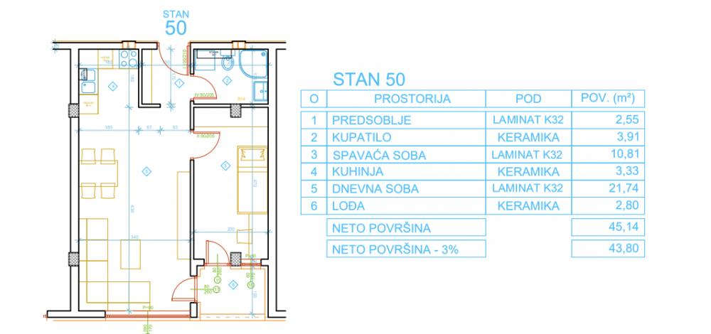 Slika 1 - Stan u zgradi, novogradnja, uknjižen, etažno grejanje, oglas ID 370141