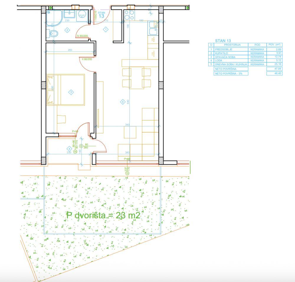 Glavna slika -46.4 m2 + dvorište 23 m2
