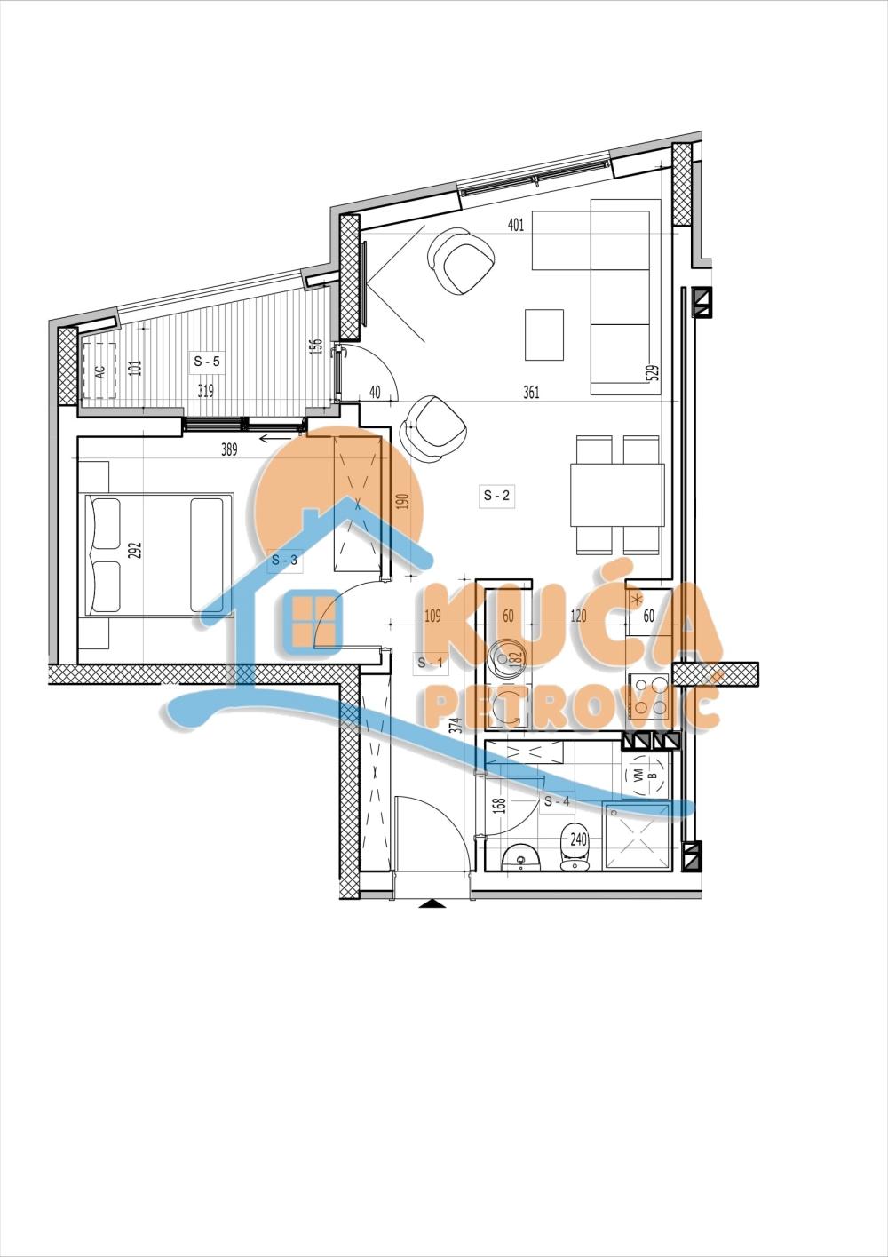 Slika 1 - Stan u zgradi, novogradnja, uknjižen, etažno grejanje, oglas ID p-015023