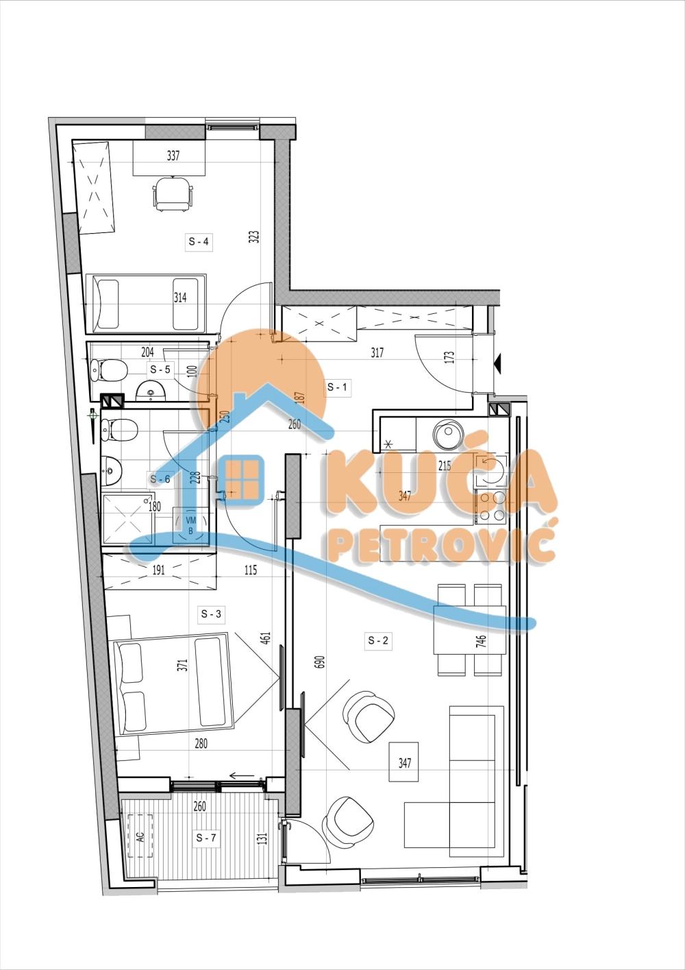 Slika 1 - Stan u zgradi, novogradnja, uknjižen, etažno grejanje, oglas ID p-014967