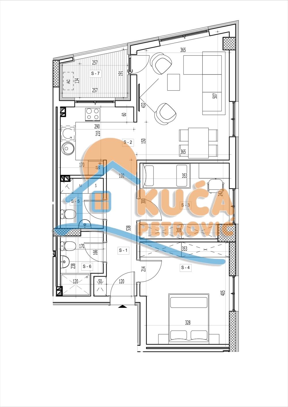 Slika 1 - Stan u zgradi, novogradnja, uknjižen, etažno grejanje, oglas ID p-014979