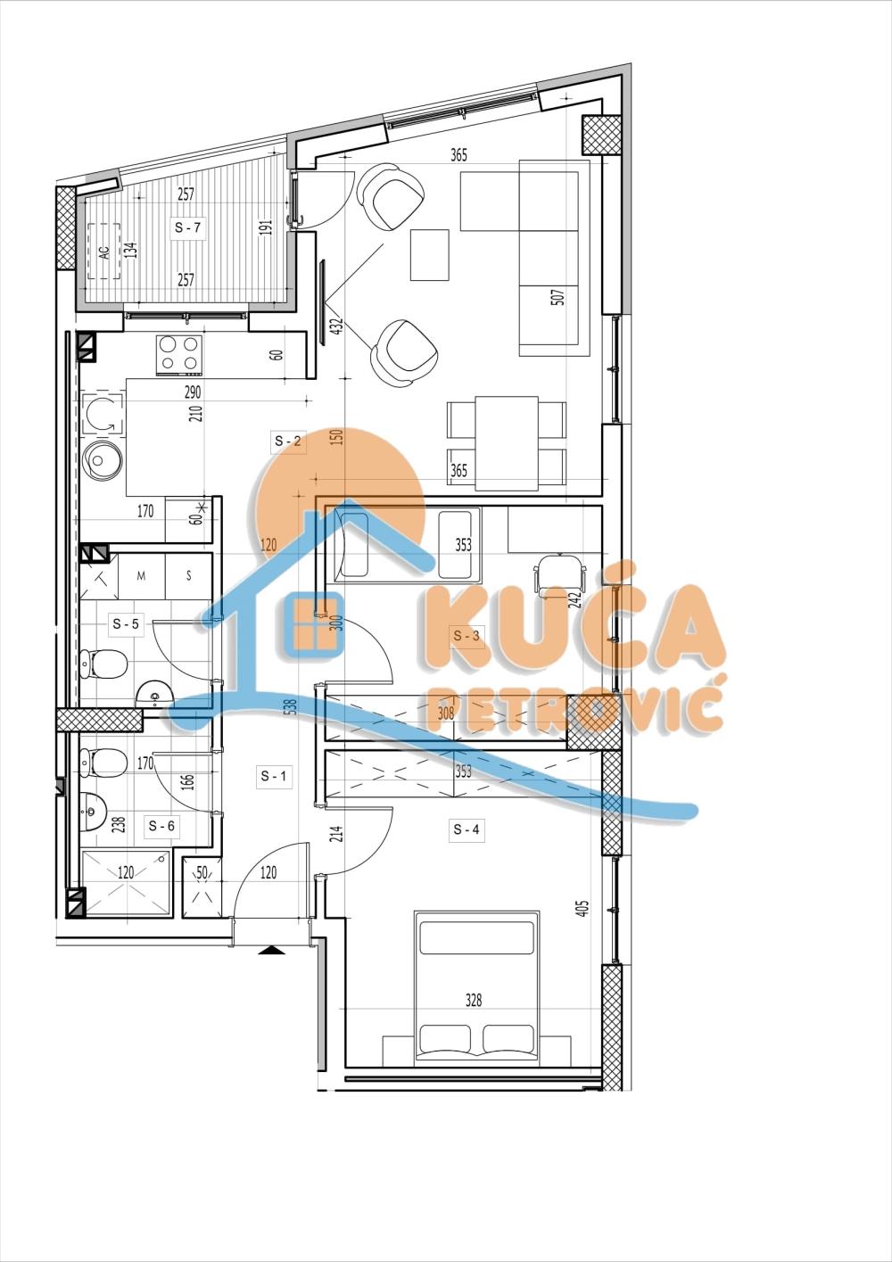 Slika 1 - Stan u zgradi, novogradnja, uknjižen, etažno grejanje, oglas ID p-014980