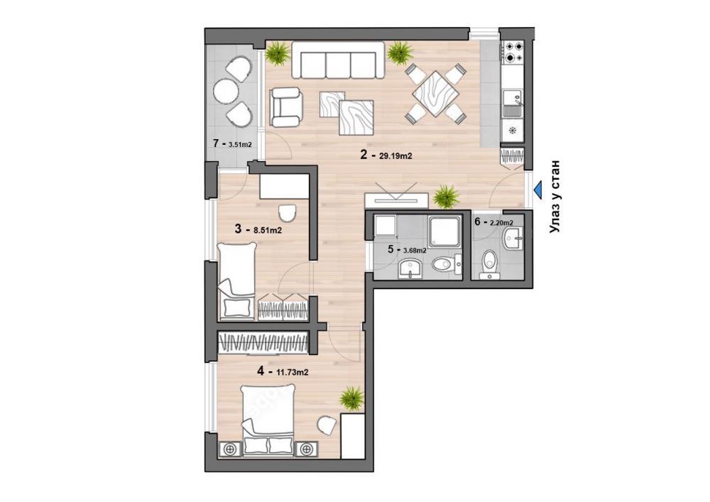 Glavna slika -Stan na prizemlju od 45 m2, Trošarina Niš