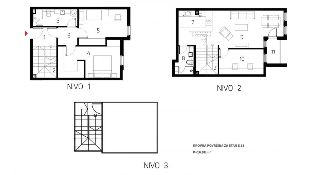Glavna slika -Duplex stan sa dvorištem na krovu zgrade 16.96m2 