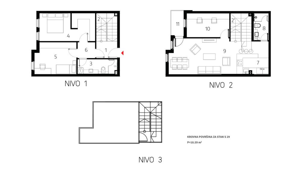 Glavna slika -Duplex sa dvorištem na krovu zgrade
