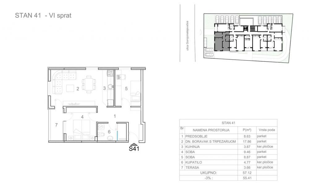 Glavna slika -Prodaja dvoiposobnog stana, Pantelej Niš, terasa, lift