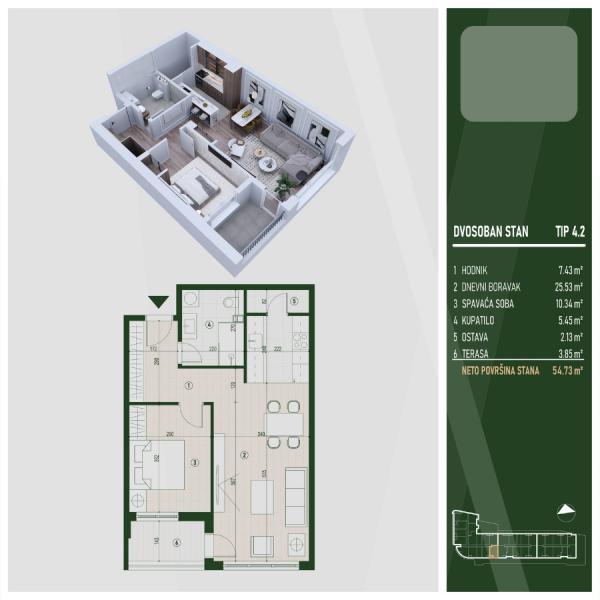 Glavna slika -Prodaja dvosobnog stana, U blizini parka Čair Niš, terasa, lift