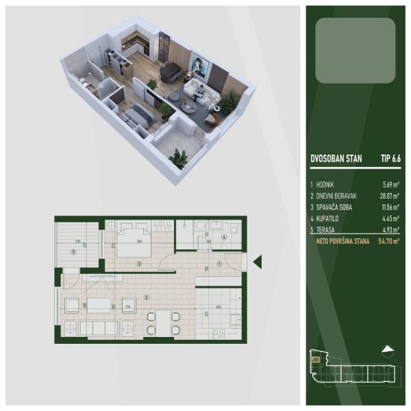 Glavna slika -Prodaja dvosobnog stana, U blizini parka Čair Niš, terasa, lift