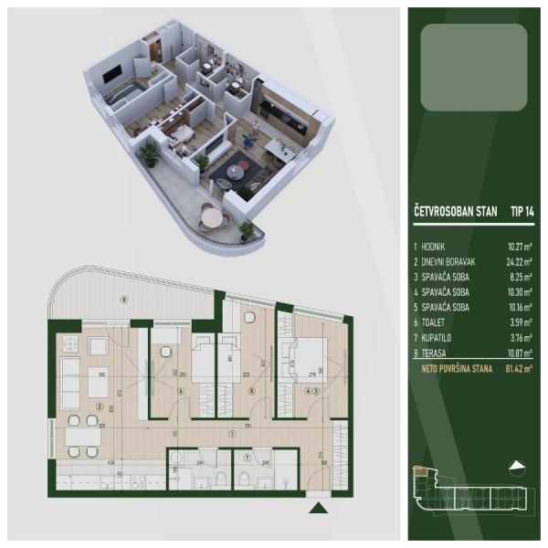 Glavna slika -Prodaja četvorosobnog stana, U blizini parka Čair Niš, terasa, lift