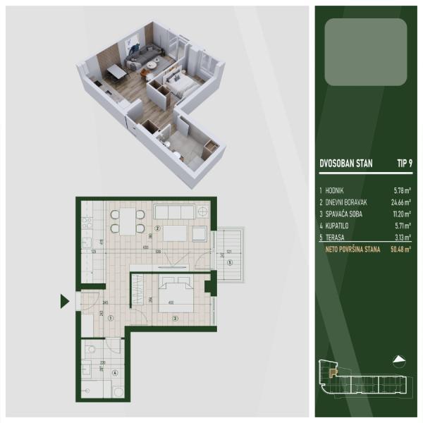 Glavna slika -Prodaja dvosobnog stana, U blizini parka Čair Niš, terasa, lift