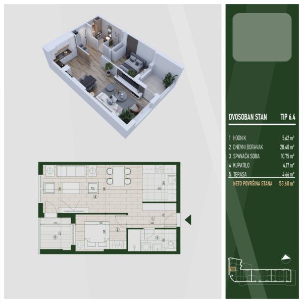 Glavna slika -Prodaja dvosobnog stana, U blizini parka Čair Niš, terasa, lift