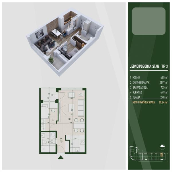 Glavna slika -Stan u zgradi, novogradnja, grejanje na struju, oglas ID 372351