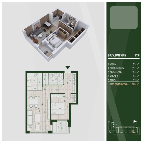 Glavna slika -Stan u zgradi, novogradnja, grejanje na struju, oglas ID 372349