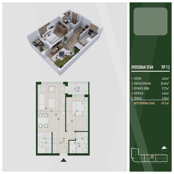 Glavna slika -Stan u zgradi, novogradnja, grejanje na struju, oglas ID 372346