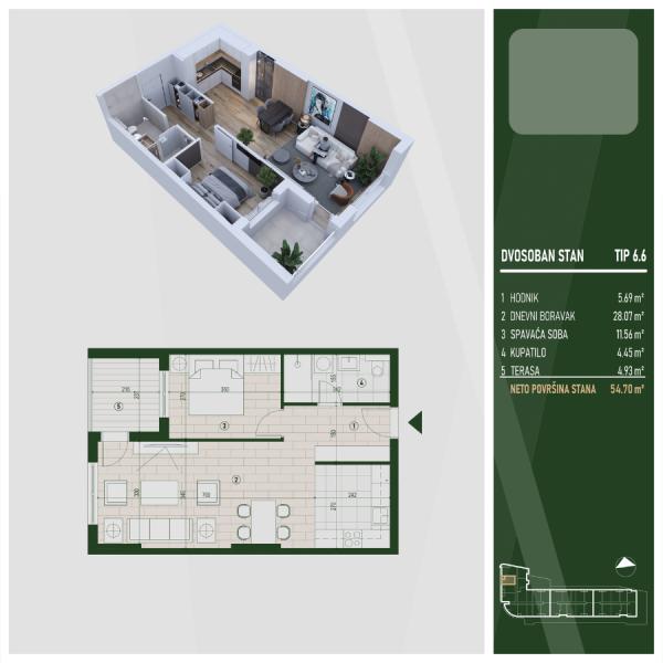 Glavna slika -Stan u zgradi, novogradnja, grejanje na struju, oglas ID 372331
