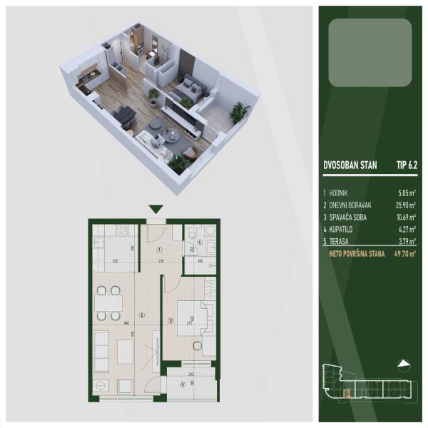 Glavna slika -Stan u zgradi, novogradnja, grejanje na struju, oglas ID 372327