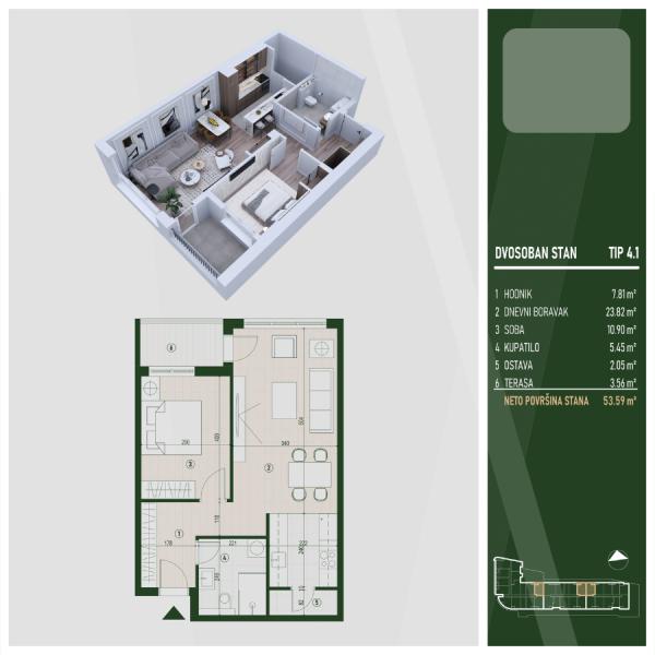 Glavna slika -Stan u zgradi, novogradnja, grejanje na struju, oglas ID 372325