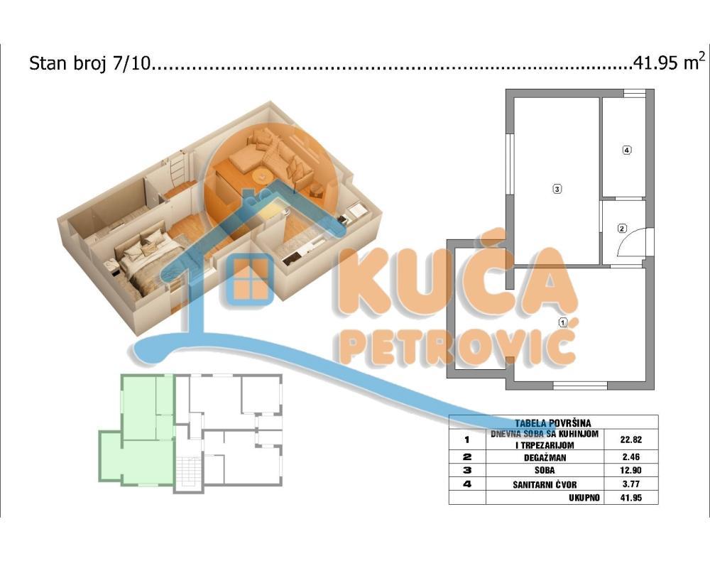 Glavna slika -Stan u zgradi, novogradnja, uknjižen, grejanje na struju, oglas ID p-015128