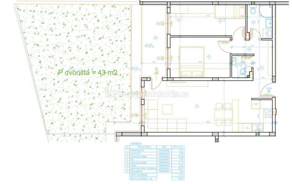 Glavna slika -68 kvadrata + 43 kvadrata dvorište, u izgradnji