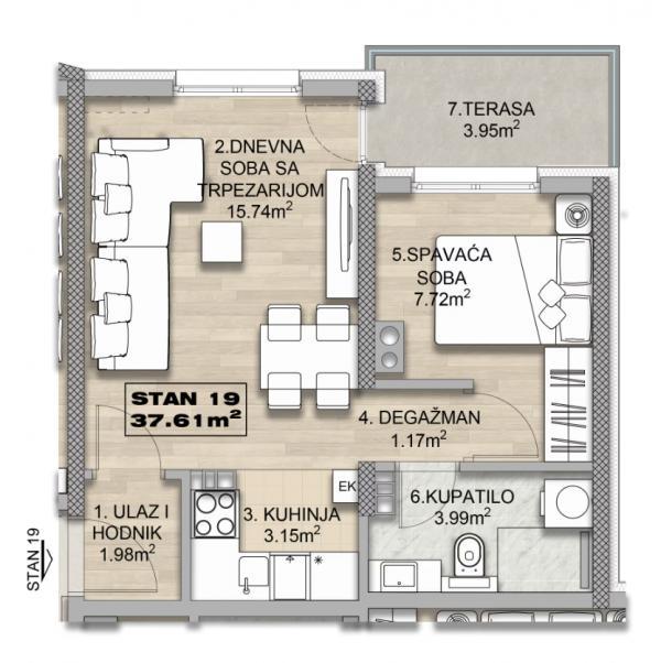 Glavna slika -Prodaja jednosobnog stana, Čalije Niš, terasa, lift