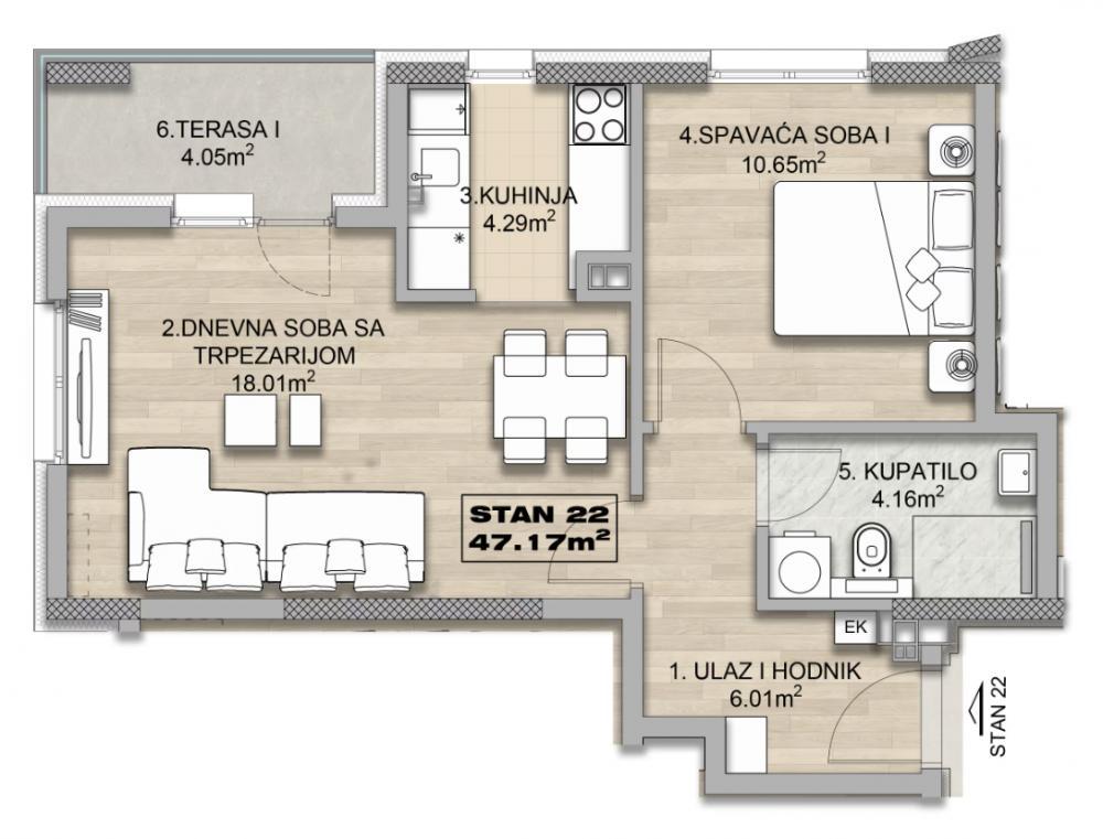 Glavna slika -Prodaja jednoiposobnog stana, Čalije Niš, terasa, lift