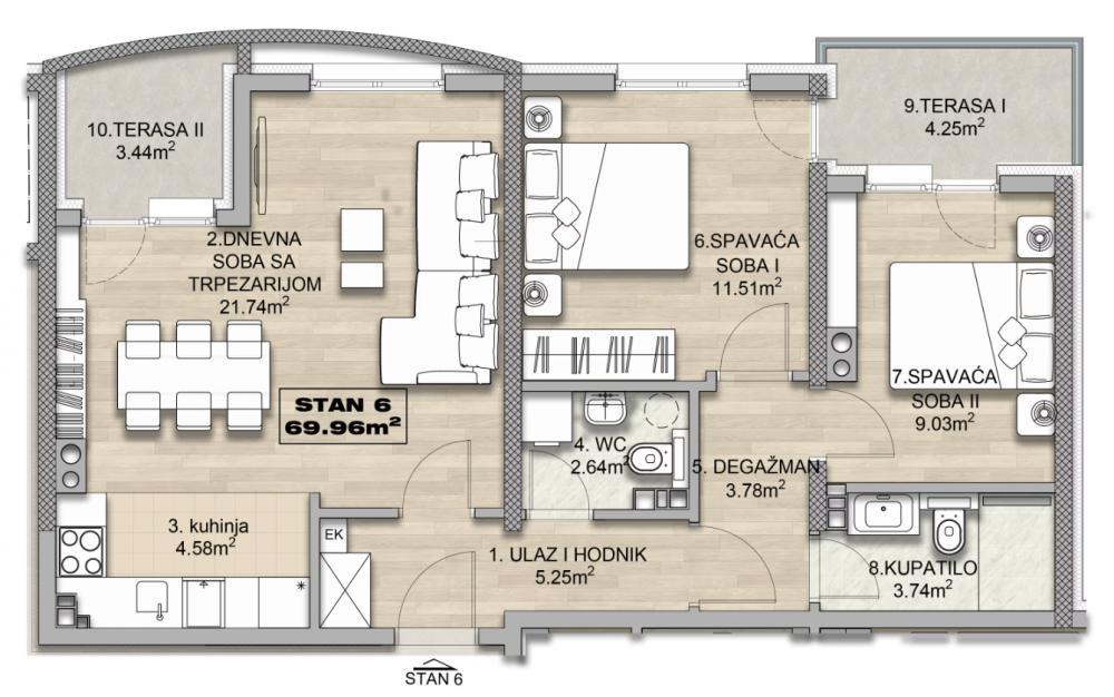 Glavna slika -Prodaja trosobnog stana, Čalije Niš, terasa, lift